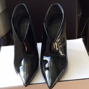 Black patent booties